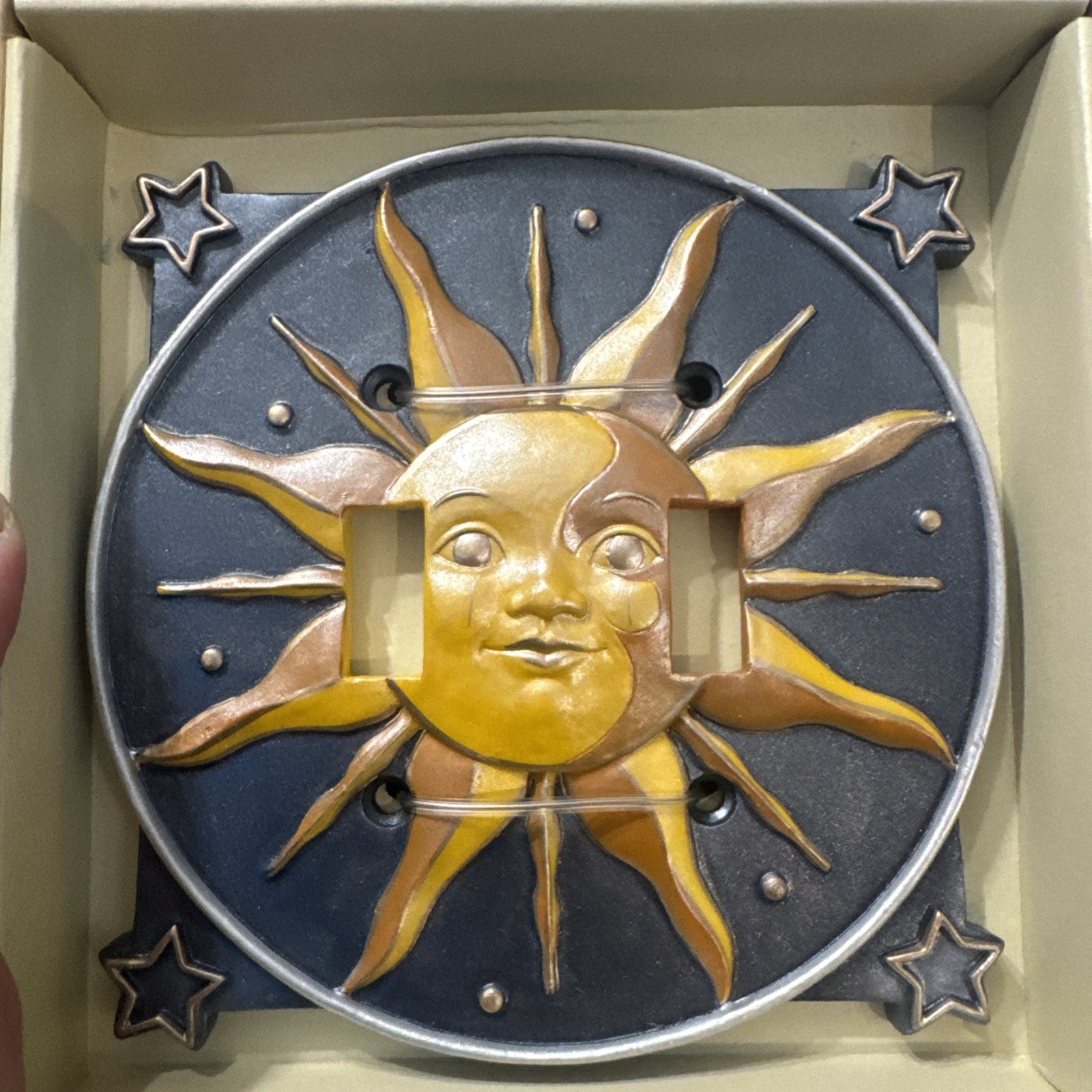 Celestial Sun Stars Double Light Switch Cover Decorative Plate Whimsigoth Decor