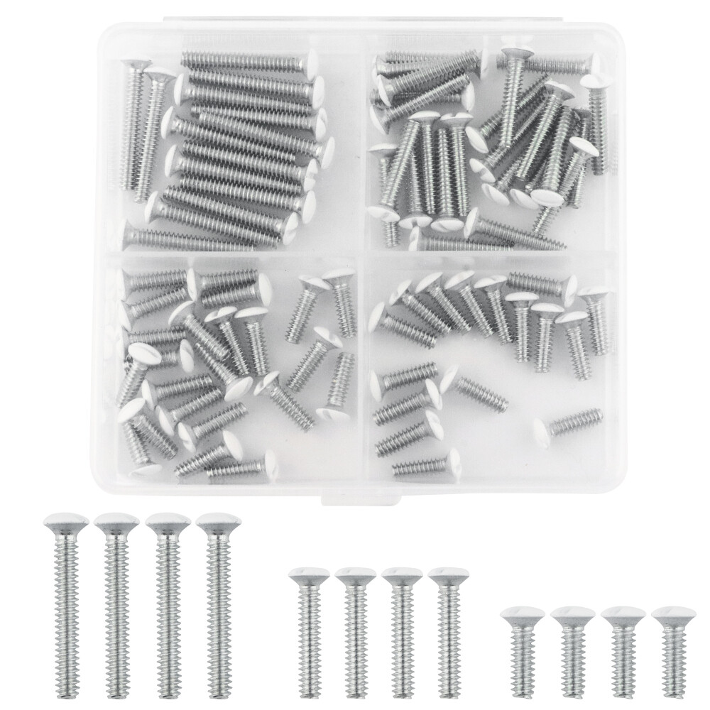 Wall Plate Screws, White Outlet Screws 6-32 Thread Light Electrical Cove