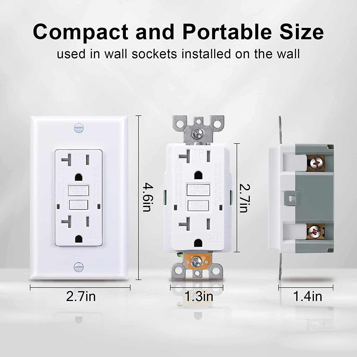 GFCI Outlet, Tamper-Resistant GFI Receptacle with LED Indicator, Self-Test Groun