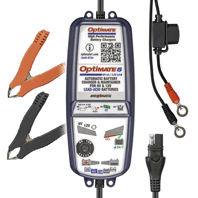 Tecmate Optimate5 6V/12V – 6V 4A / 12V 3A Model Tm321 Silver Series High