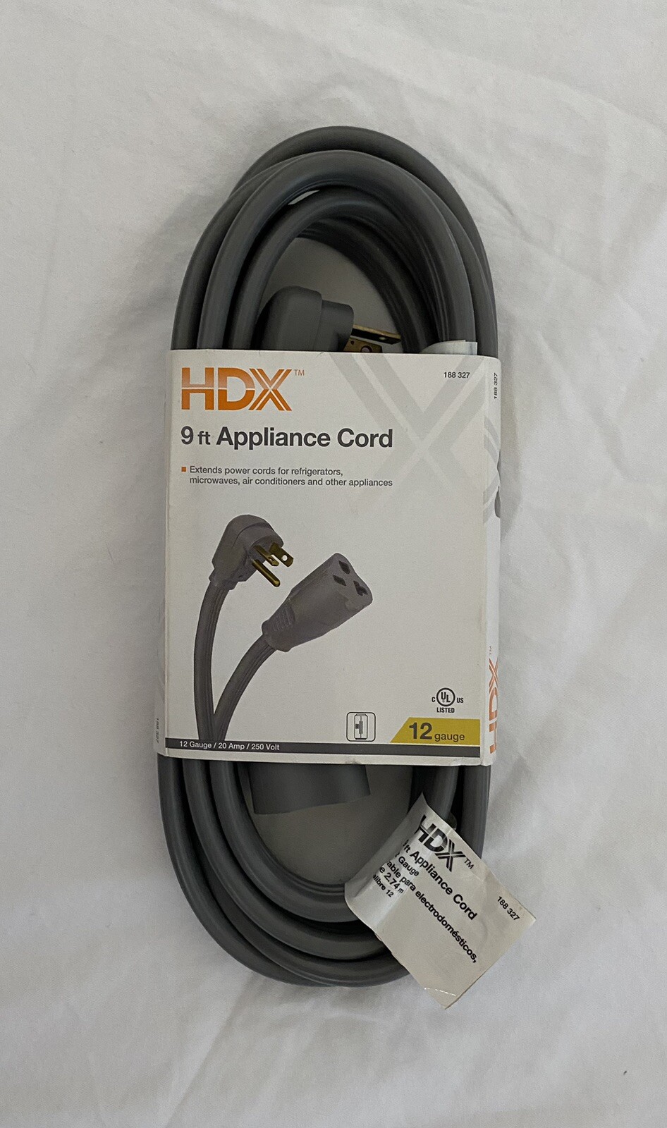 HDX 9 ft Appliance Cord 12 Gauge Calibre Electrodomestics Power Cord NEW