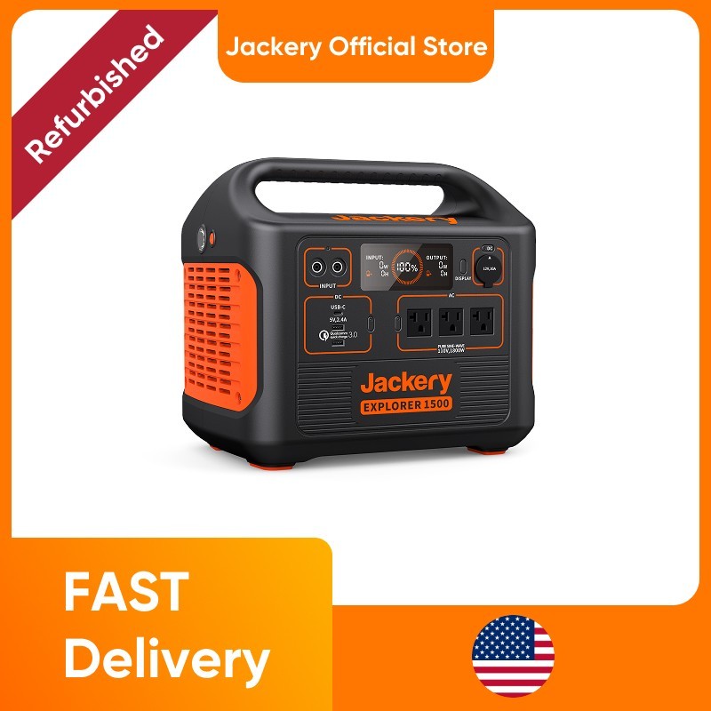Jackery Refurbished Explorer 1500 Portable Power Station, 1534Wh LiFePO4 Battery