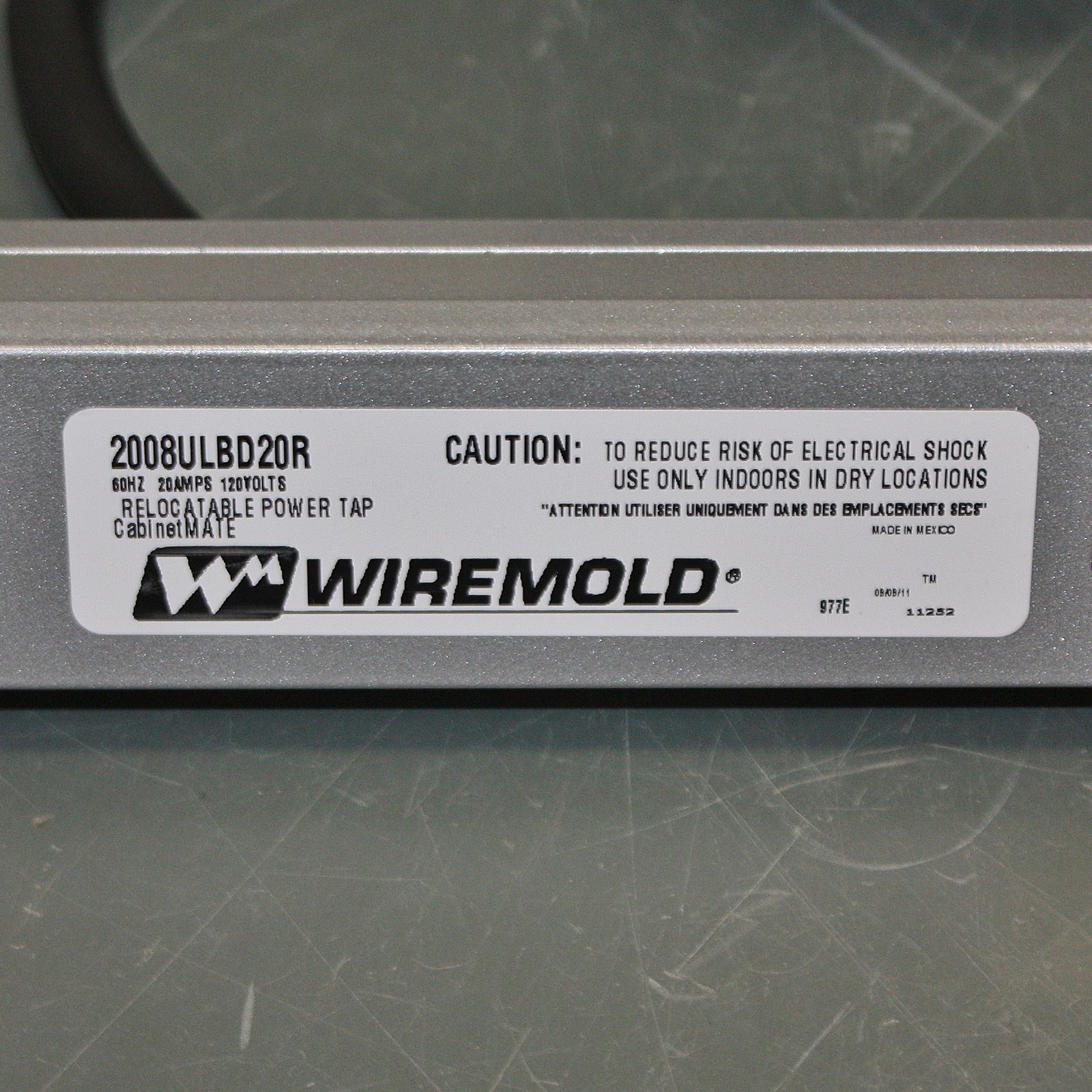 Wiremold CabinetMATE Power Strip 2008ULBD20R, NEMA 5-20P, 8 Outlet, 15ft Cord