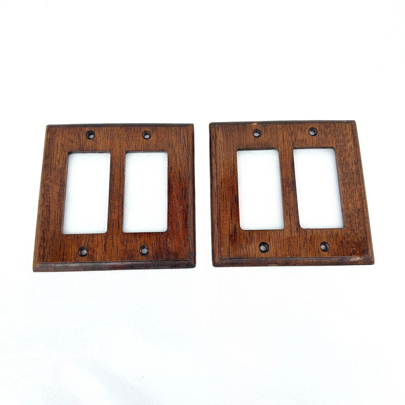GE Wood Wall Plate 2 Gang Rocker Light Switch Cover Brown Oak Finish Home Decor