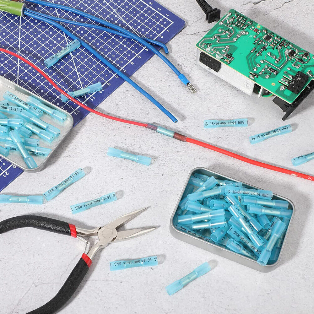 50-500PCS Waterproof Heat Shrink Butt Wire Splice Crimp Connectors Terminals Kit