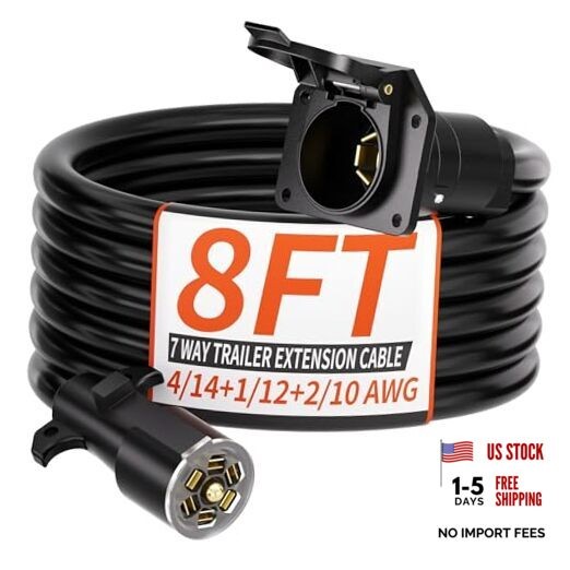 PlugSaf 8FT Cable for Removable Cables – 8 Feet & 7Vs – Double Extend