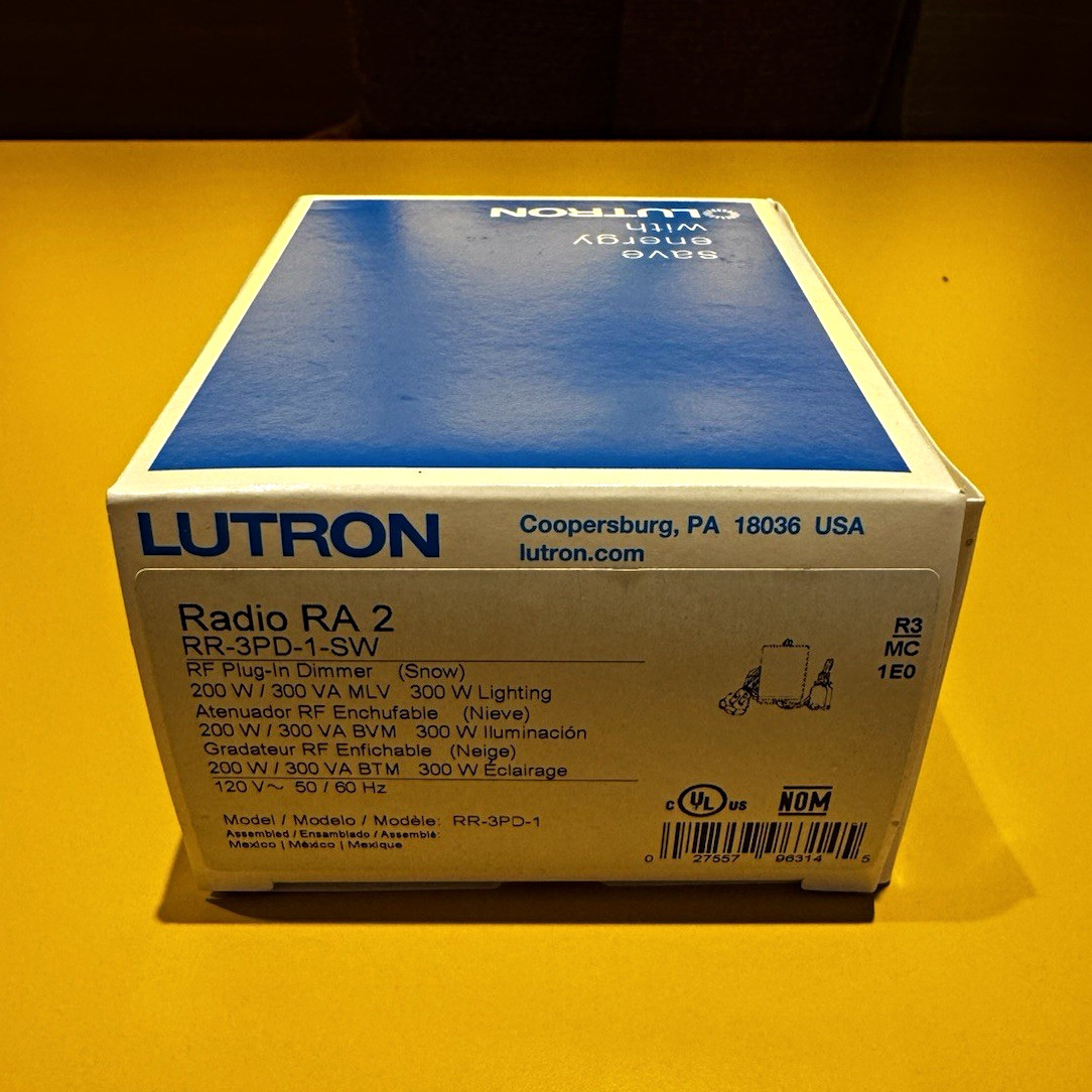 Lutron RadioRA 2 RR-3PD-1-SW Plug-In Dimmer 120V White 11-15A Type A