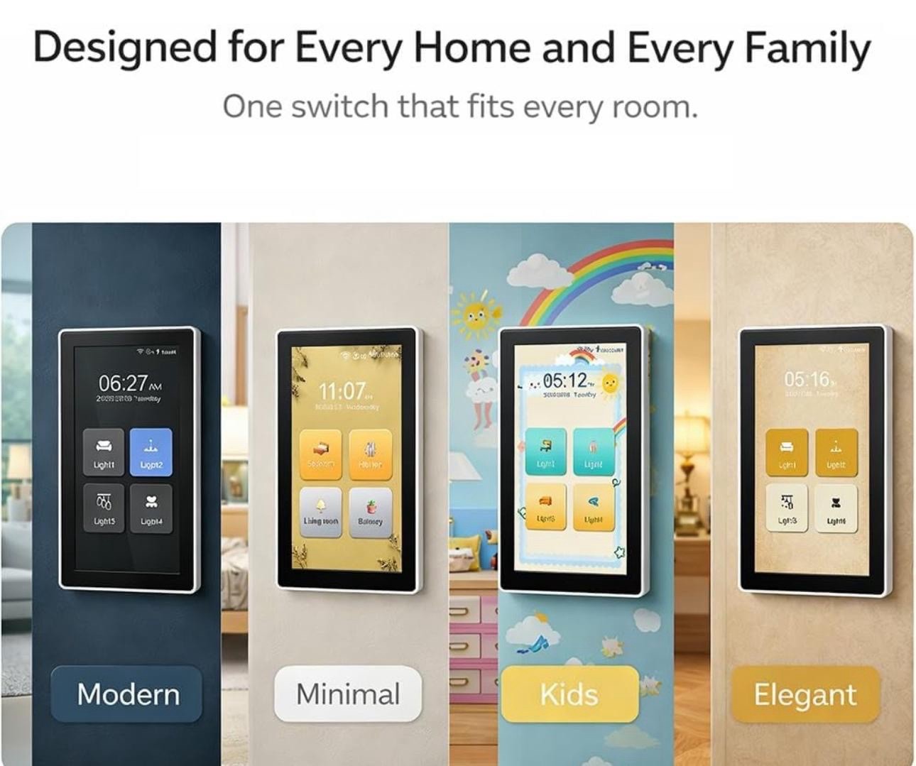 L10 Large LCD Smart Light Switch, Custom Display & Icons, 6-in-1 1/2/3/4 Gang &