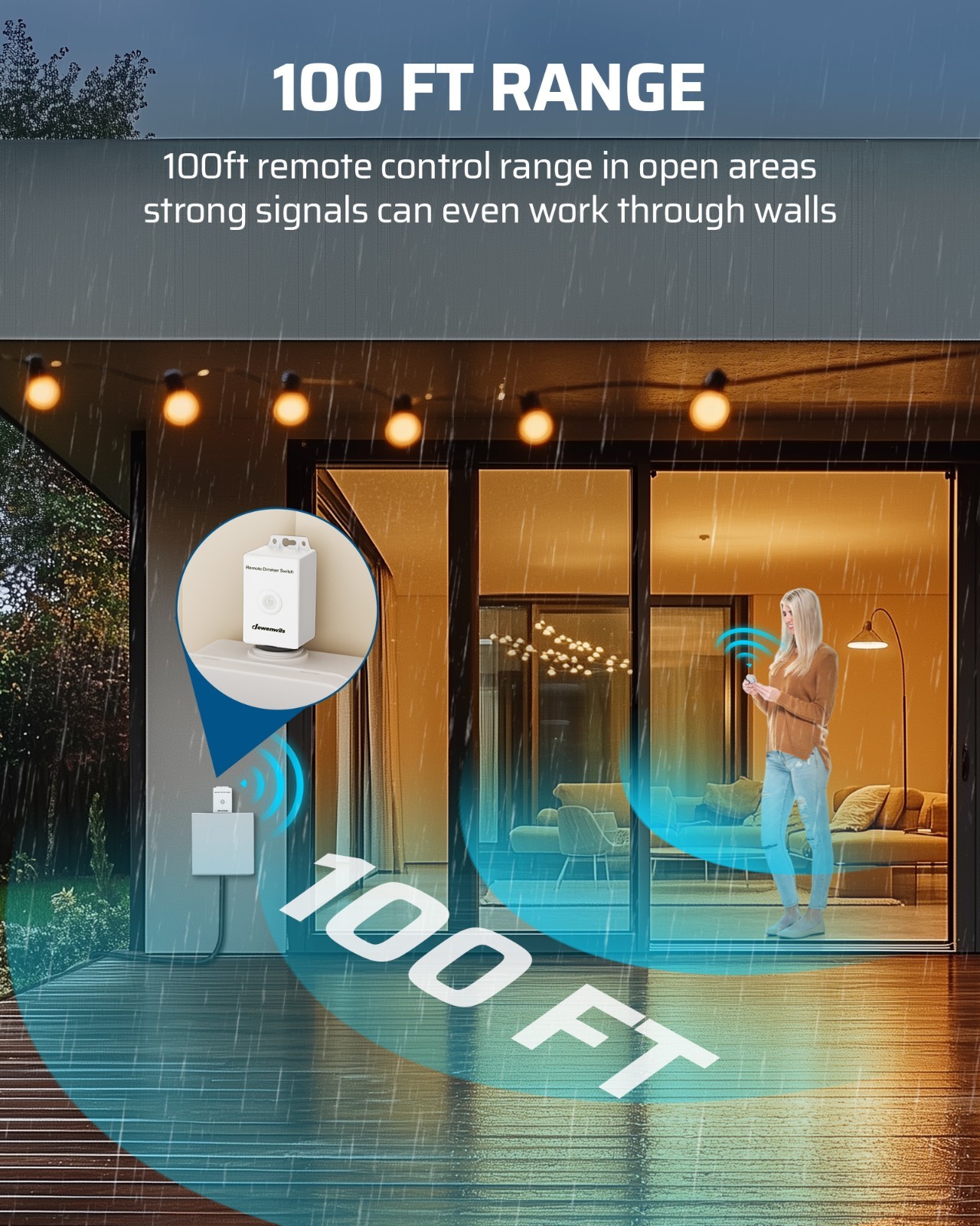DEWENWILS Wireless Dimmer Switch Kit, Single Pole Outdoor Wireless Light Switch