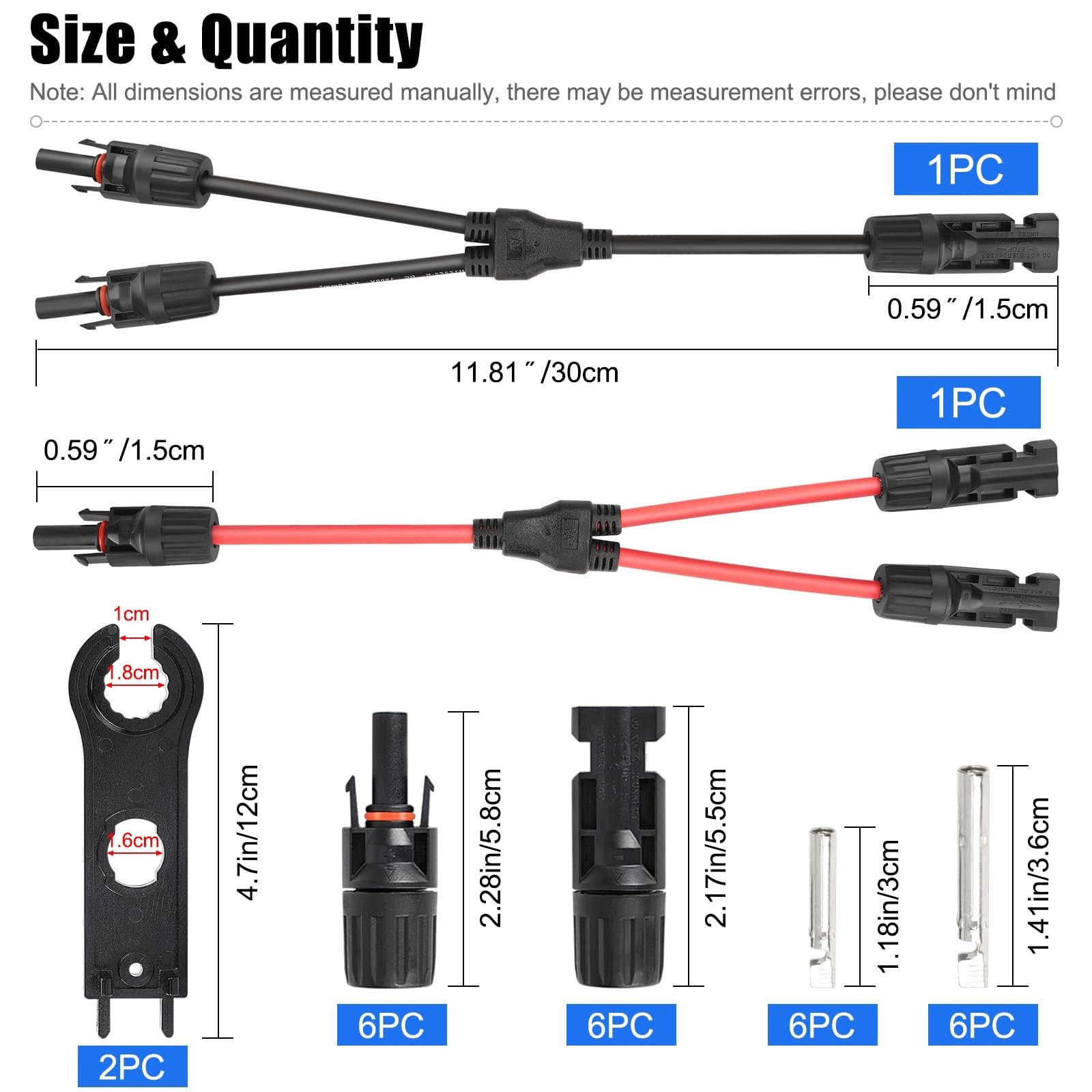 MC4 Solar Panel Connectors, 6 Pairs Male/Female Solar Panel Cable Connectors,…