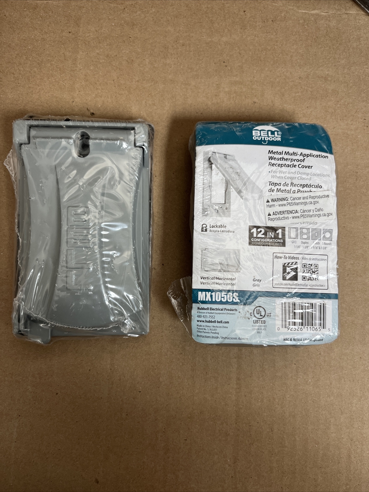 Outdoor Electrical Outlet Metal Cover Weatherproof Grey Plate Flip Lid Lockable