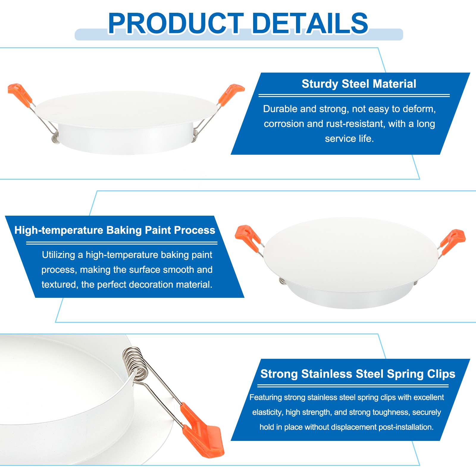 4 Pcs 2.75″ Metal Ceiling Cover Plate Suitable for 1.4-2.2″ Round Hole, White