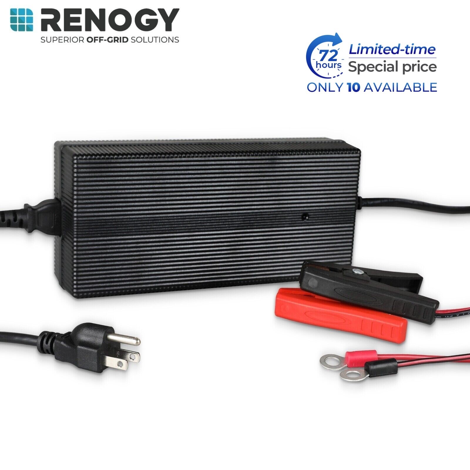 Renogy 24V 10A AC-to-DC LFP Portable Battery Charger for Lithium-Iron Phosphate