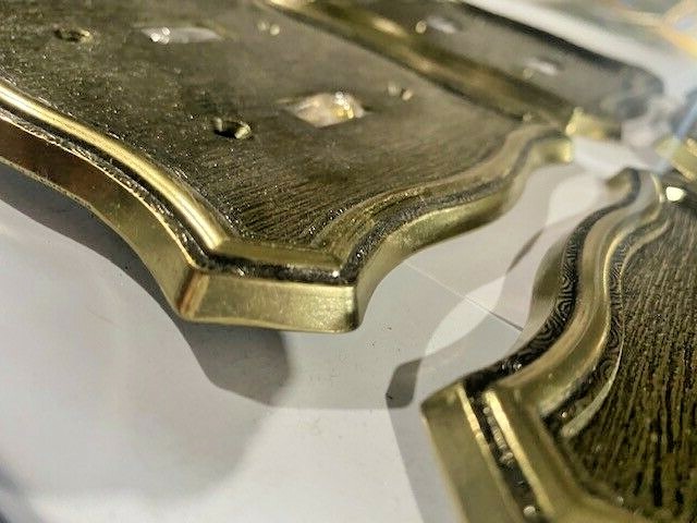 4 Beautiful Gold Metal double outlet light switch plate covers vintage antique w