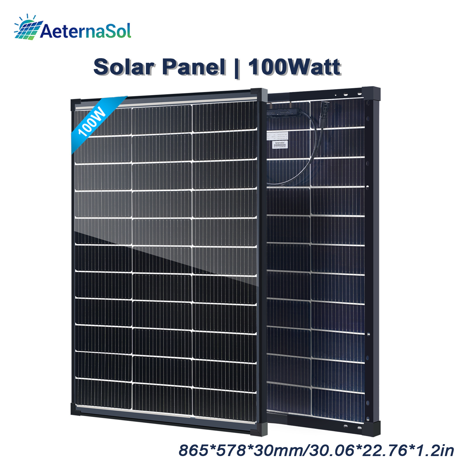 Upgrade 100W Bifacial Solar Panel N-Type Mono 18V Roof Home RV Off Grid Battery