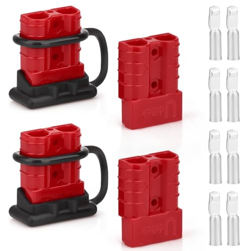 4PCS 50A 6-10 Gauge Battery Cable Quick 4PCS 10AWG With 2Covers red