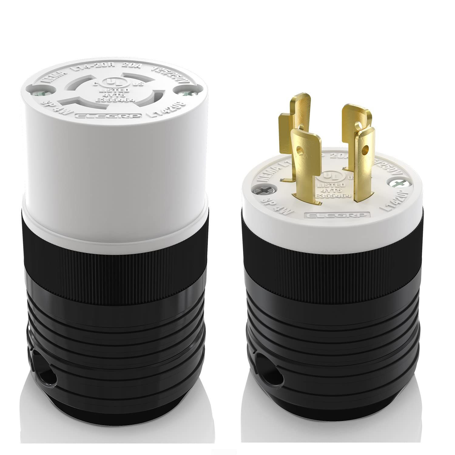 ELEGRP NEMA L14-20P and L14-20R Locking Plug Connector, Black