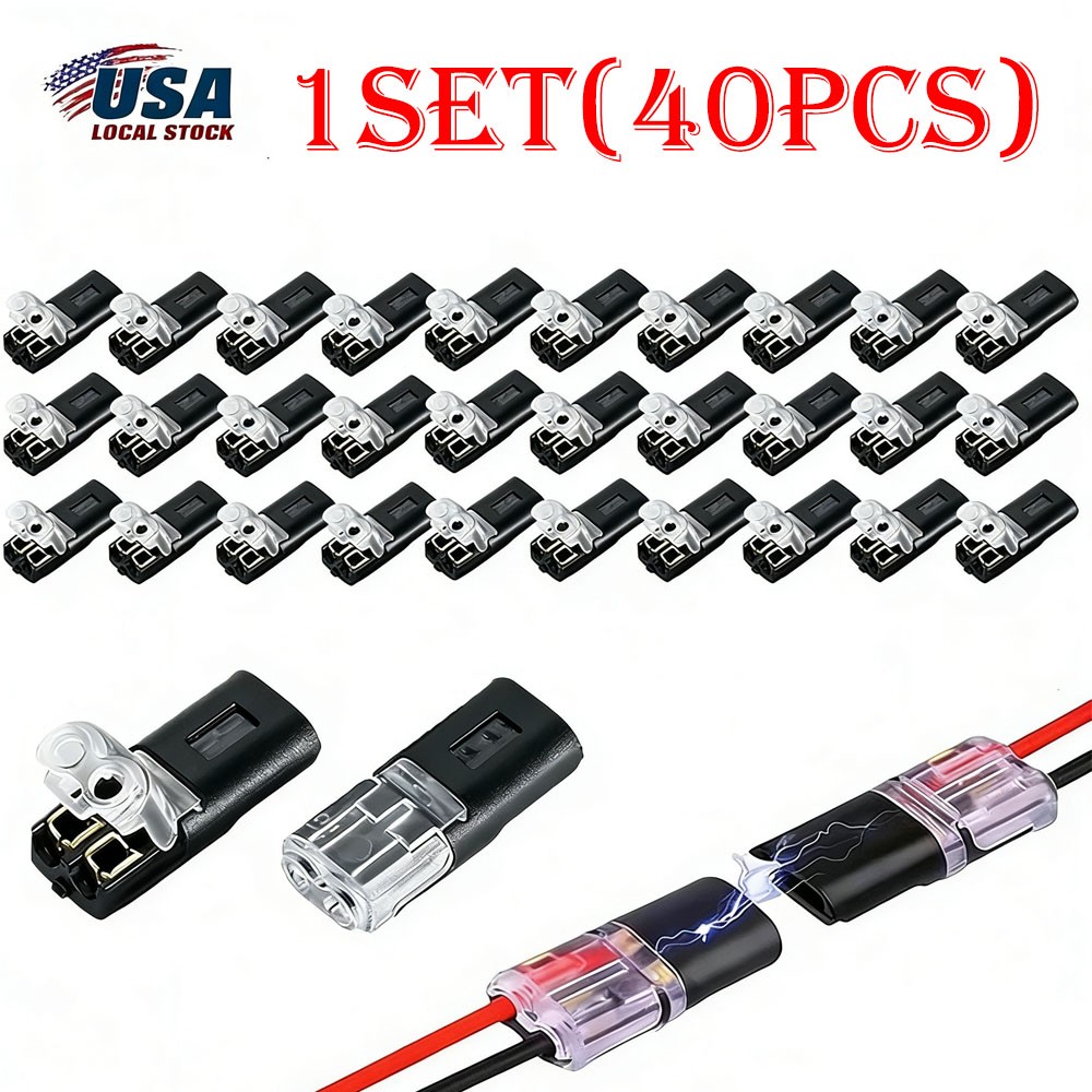 200pcs Double-Wire Plug-in Connector, Cable Clamp with Locking Buckle, AWG 18-22