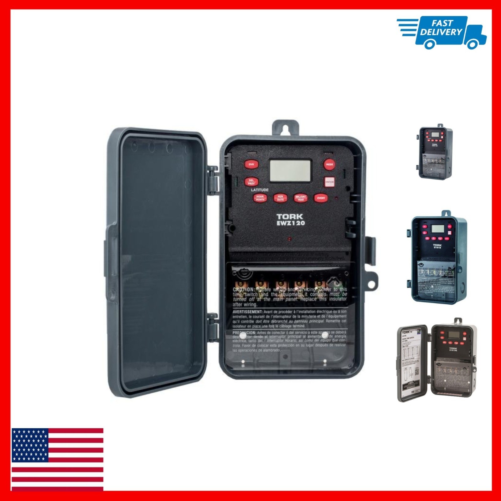 NSI EWZ120 Astronomic 7 Day Time Switch, 120-277 VAC, SPDT Output