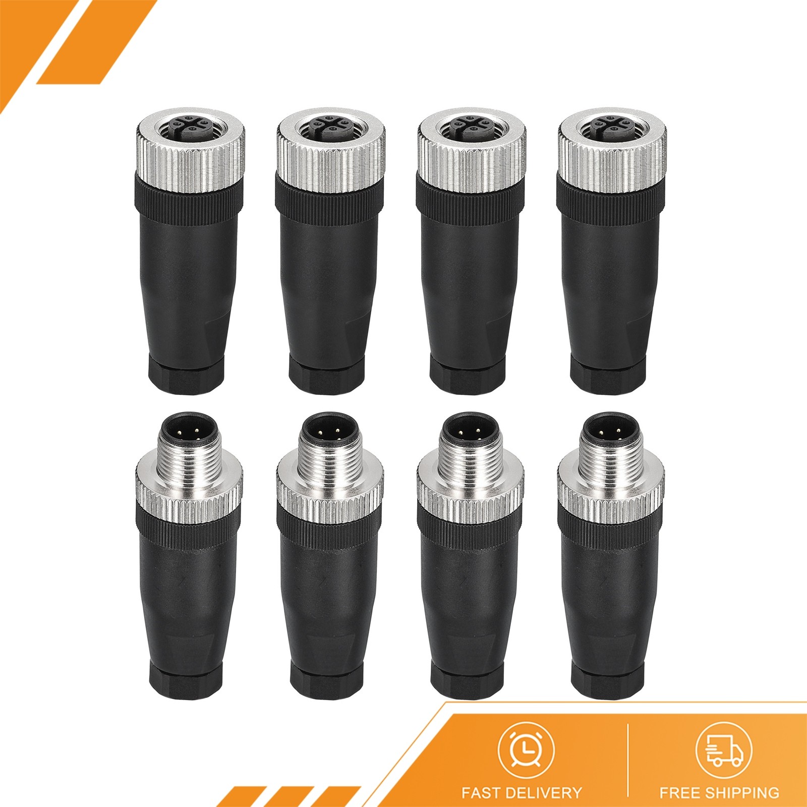 4 Set 4 Pin M12 Male & Female Aviation Wire Connector Waterproof IP67 Circular