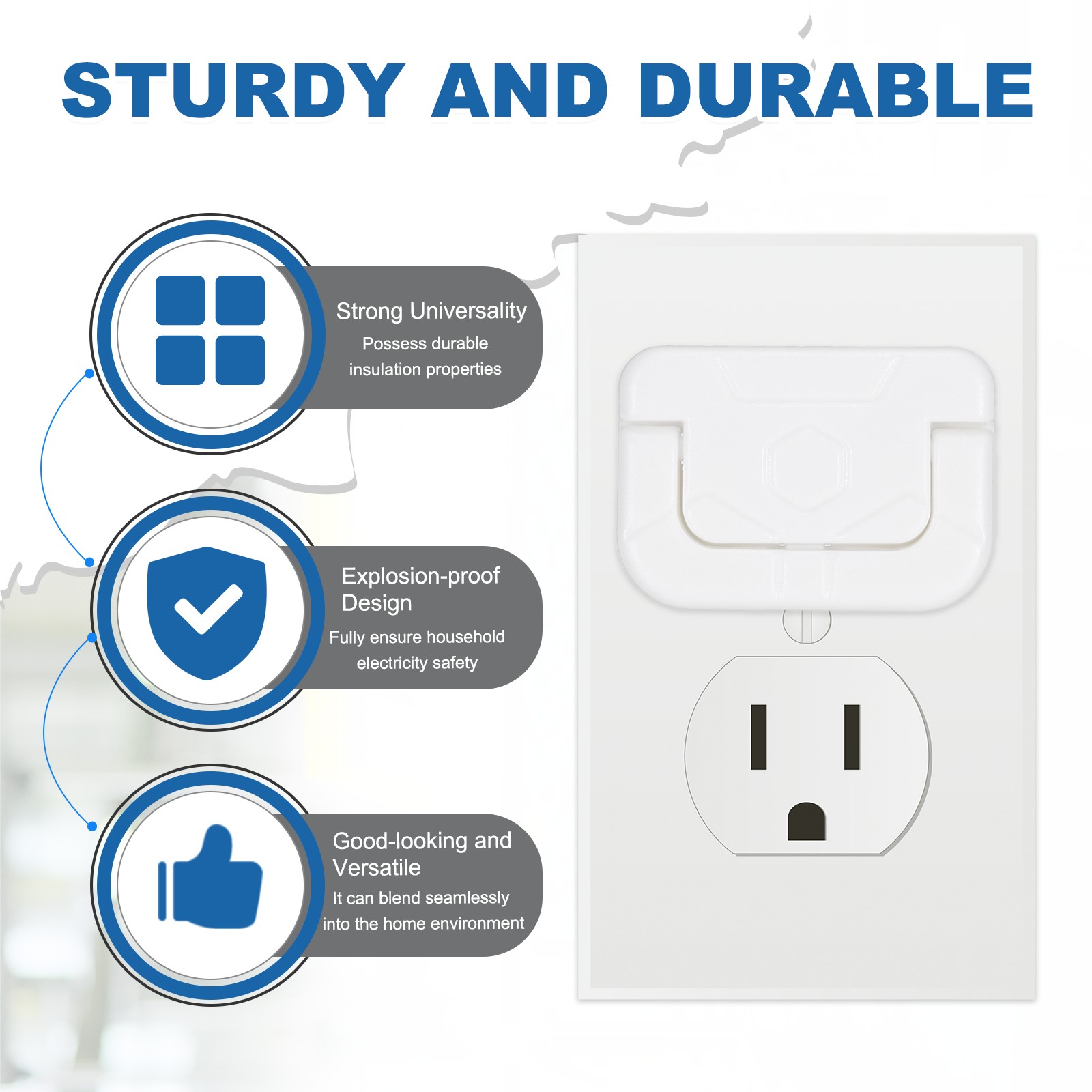 50 Pack Outlet Covers Proofing Safety Plug Covers for 2-Prong, Square White
