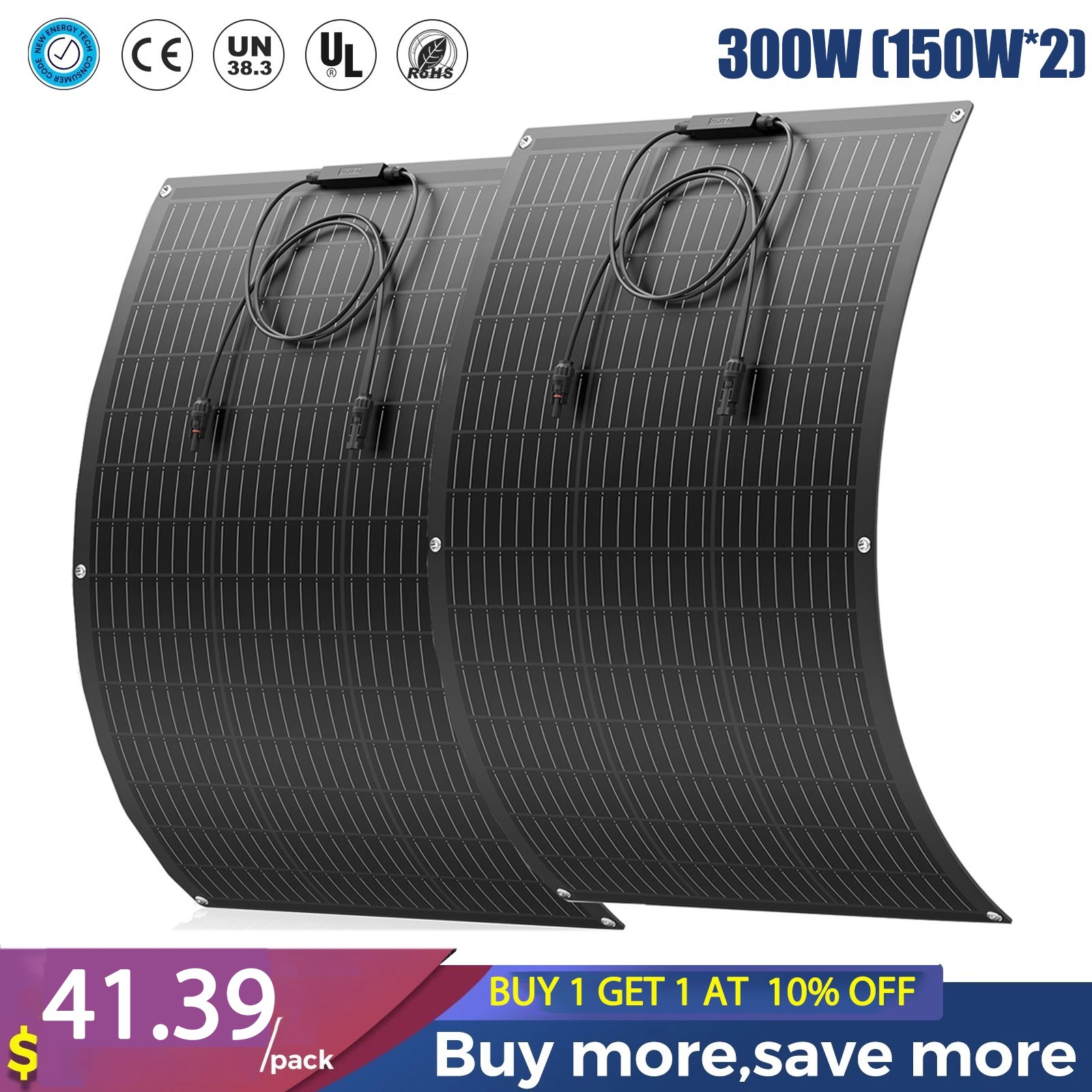 150W 300W 450W 600W Flexible Solar Panel Mono 12V Portable Power Camping Home RV