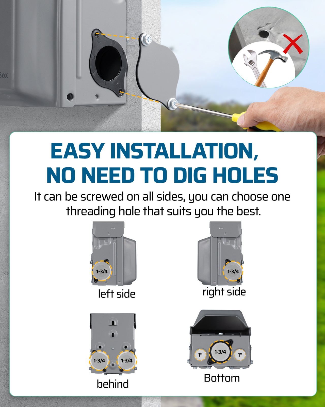 DEWENWILS Outdoor Outlet Box, 20 AMP Outdoor Electrical Outlet Box ETL Listed