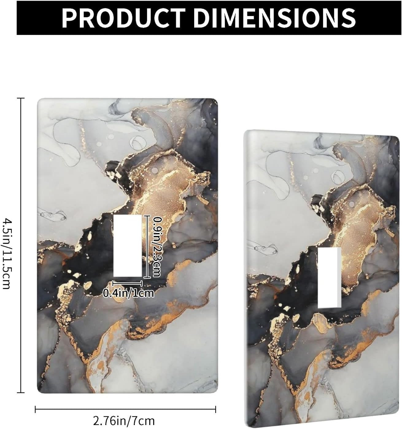 Black Gold Marble Light Switch Cover – Decorative Single Toggle Plate 1 Gang