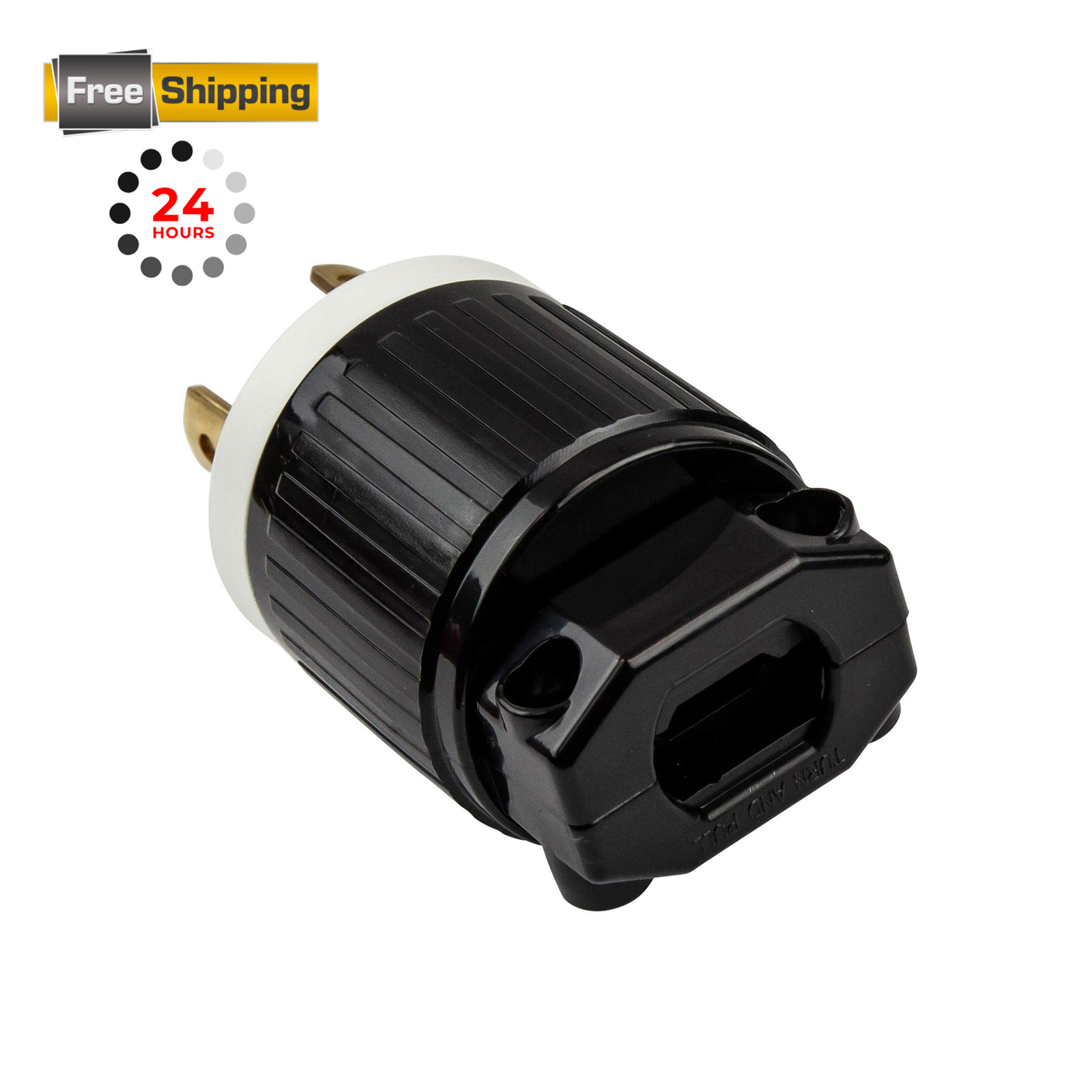 ENERLITES NEMA L6-30P Locking Plug Connector for Generator, 1 Pack, Black
