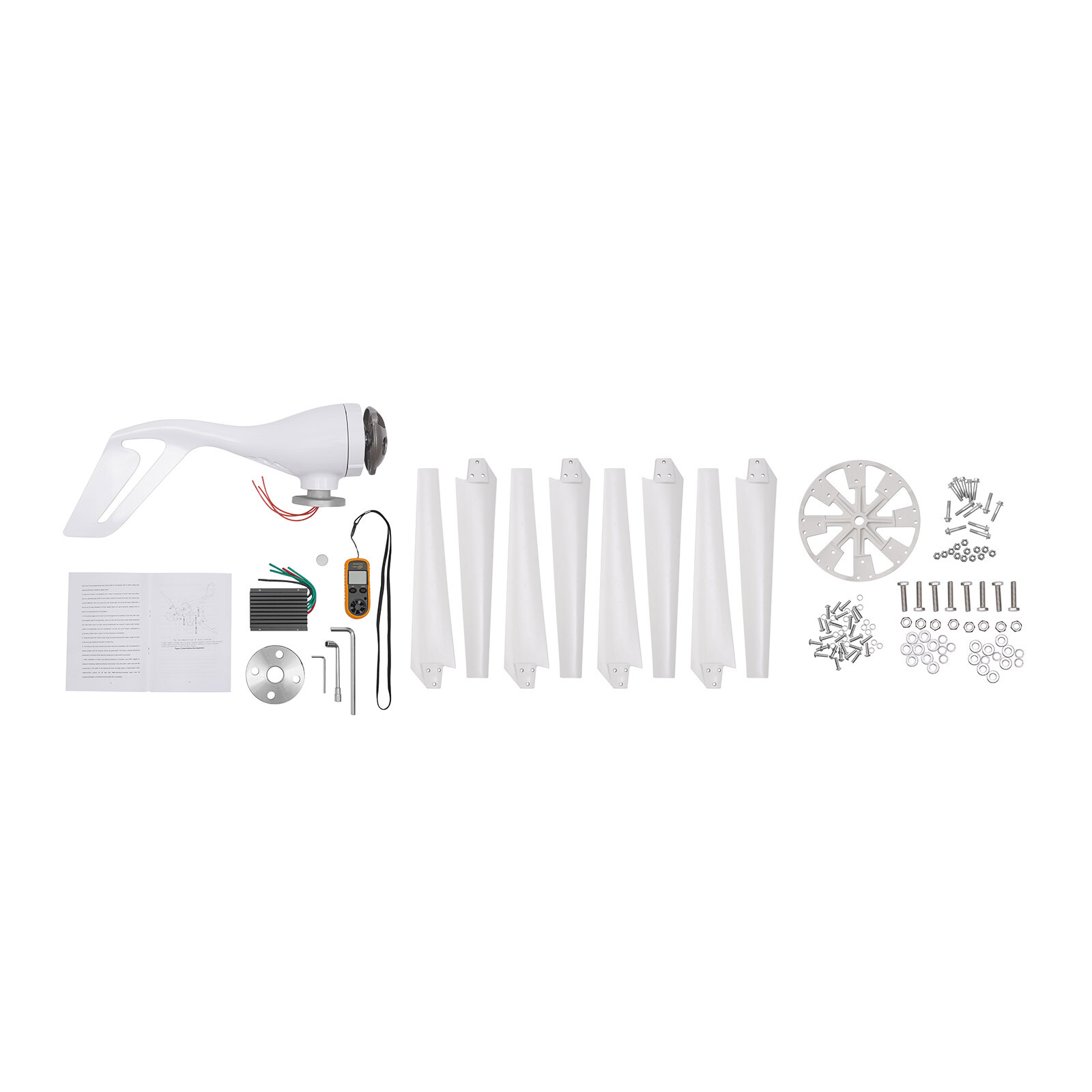Fit for Home Power Max.650W 8-Blade Wind Turbine Generator w/ Charger Controller