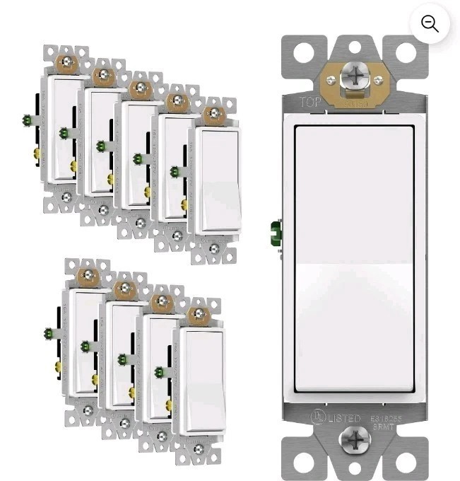 MOES [12 Pack] Paddle Rocker Light Switch – 3 Way On/Off, 15Amp 120V, Glossy…