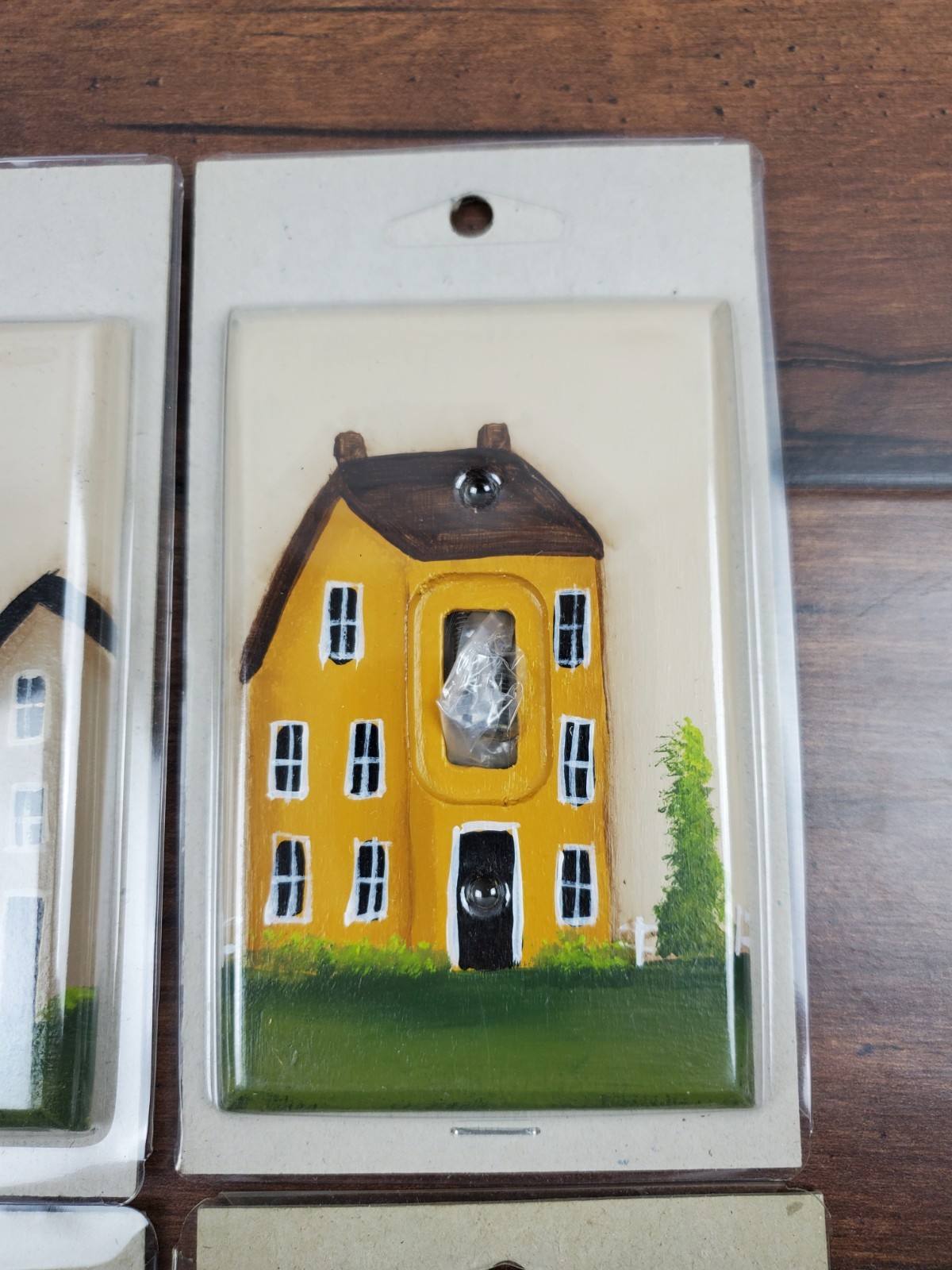 Vtg Hand Painted Rustic Wood Lightswitch Cover Lot w/ Hardware Country Barn Farm
