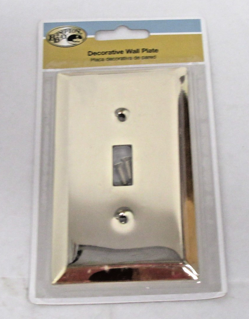 Hampton Bay Metallic 1 Toggle Polished Brass Steel Rectangle Switch Wall Plate
