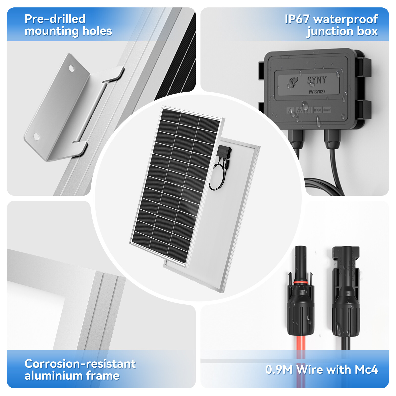 100W 200W 300W 400W Watt 12V Monocrystalline Solar Panel Home RV Charger OffGrid