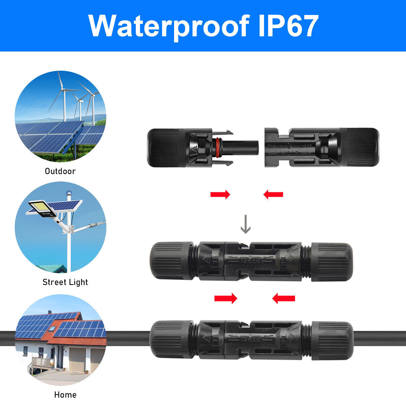 Waterproof Solar Connectors with Spanner Solar Panel Cable Connectors 5-20 Pairs