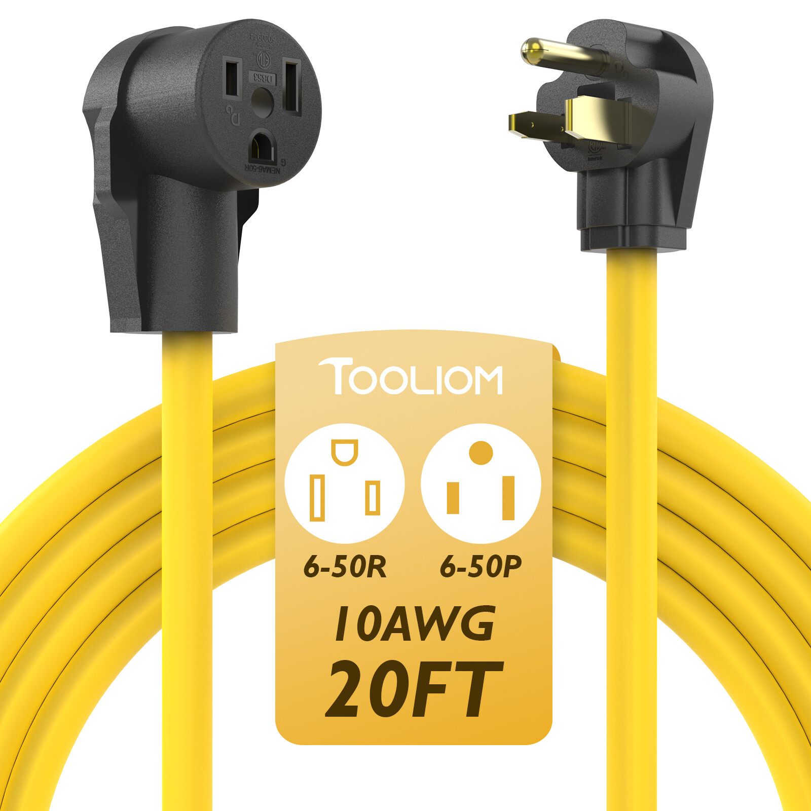 30A 10AWG 20FT Power Welder Extension Cord 6-50P to 6-50R with ETL Approved