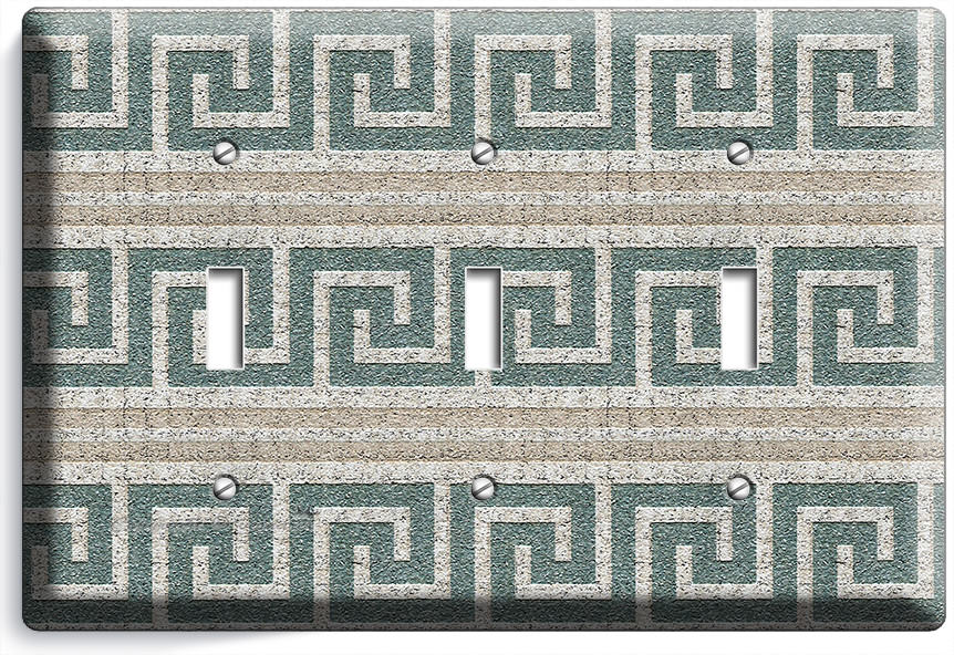 ANCIENT GREEK ROMAN ORNAMENT PATTERN TRIPLE LIGHT SWITCH PLATES ROOM HOME DECOR