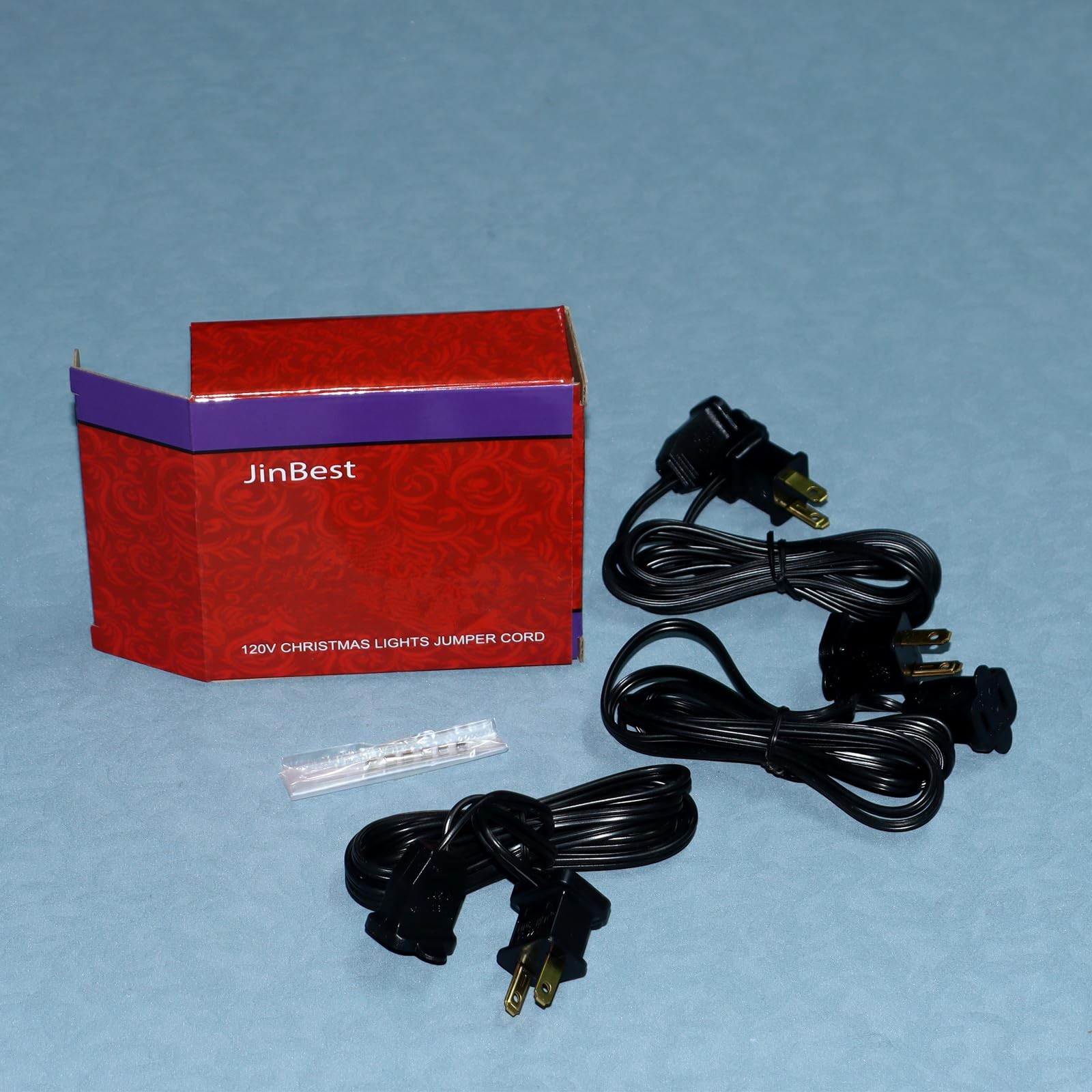 3 Pack 6FT 2Pin Extension Cord For Christmas Lights Indoor Black AC 120 Volts