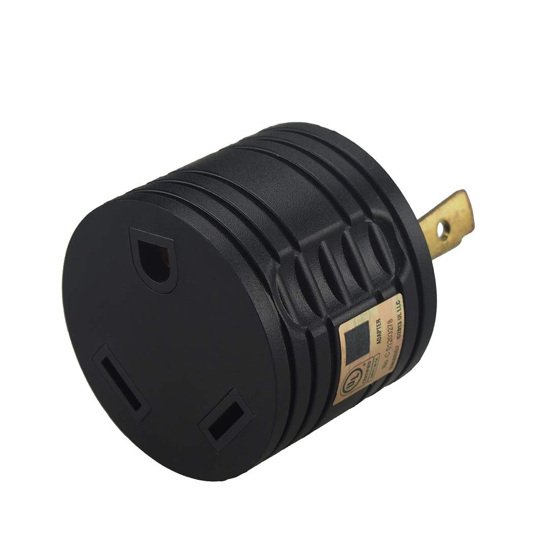 RV 30 AMP 3-Prong Generator Adapter Converter, Nema L5-30P Male to black,gold