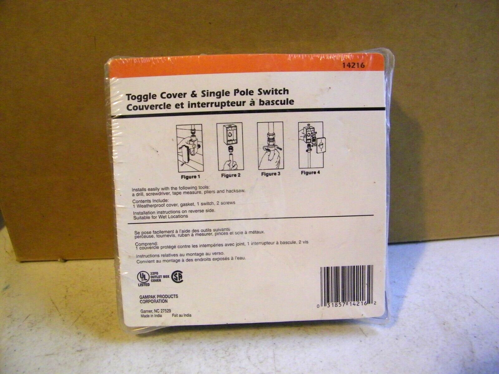 1-Gang Weatherproof Cover, Vertical, Toggle Single Pole 125V, 15A