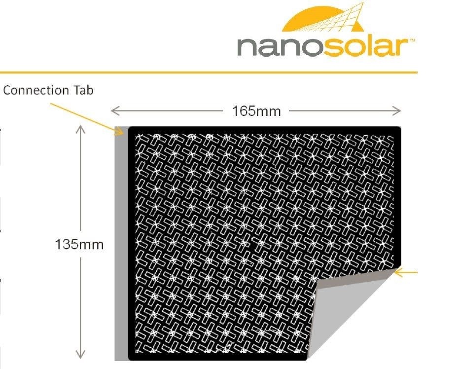 Nanosolar 2.6W Flexible CIGS Solar Cell – Lot of 10 NanoCells for a Total of 26W