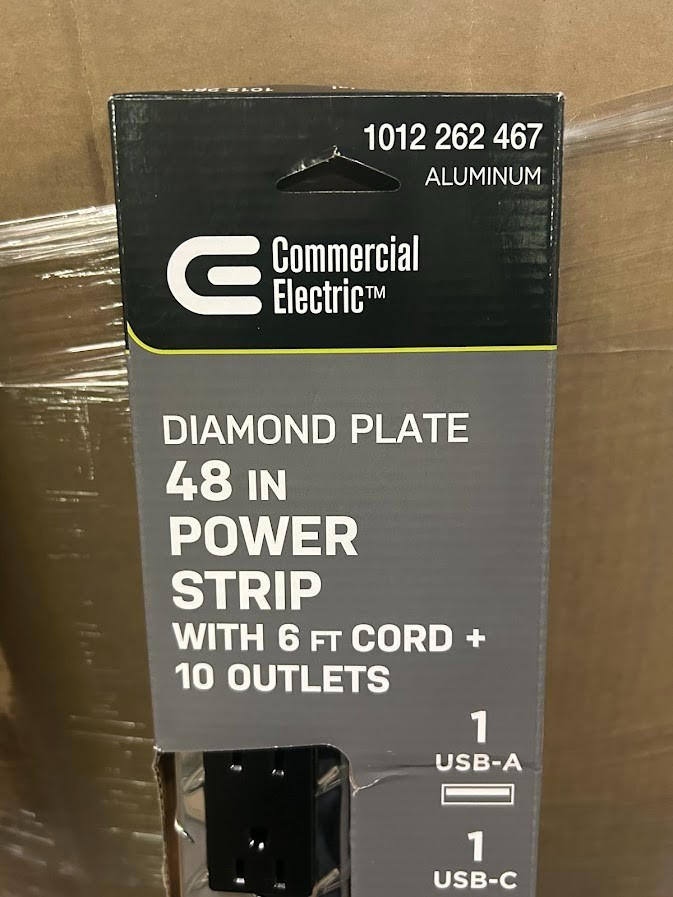 Lot of 3 Commercial Electric 6 ft. 10-Outlet Heavy-Duty 48 inch Power Strips
