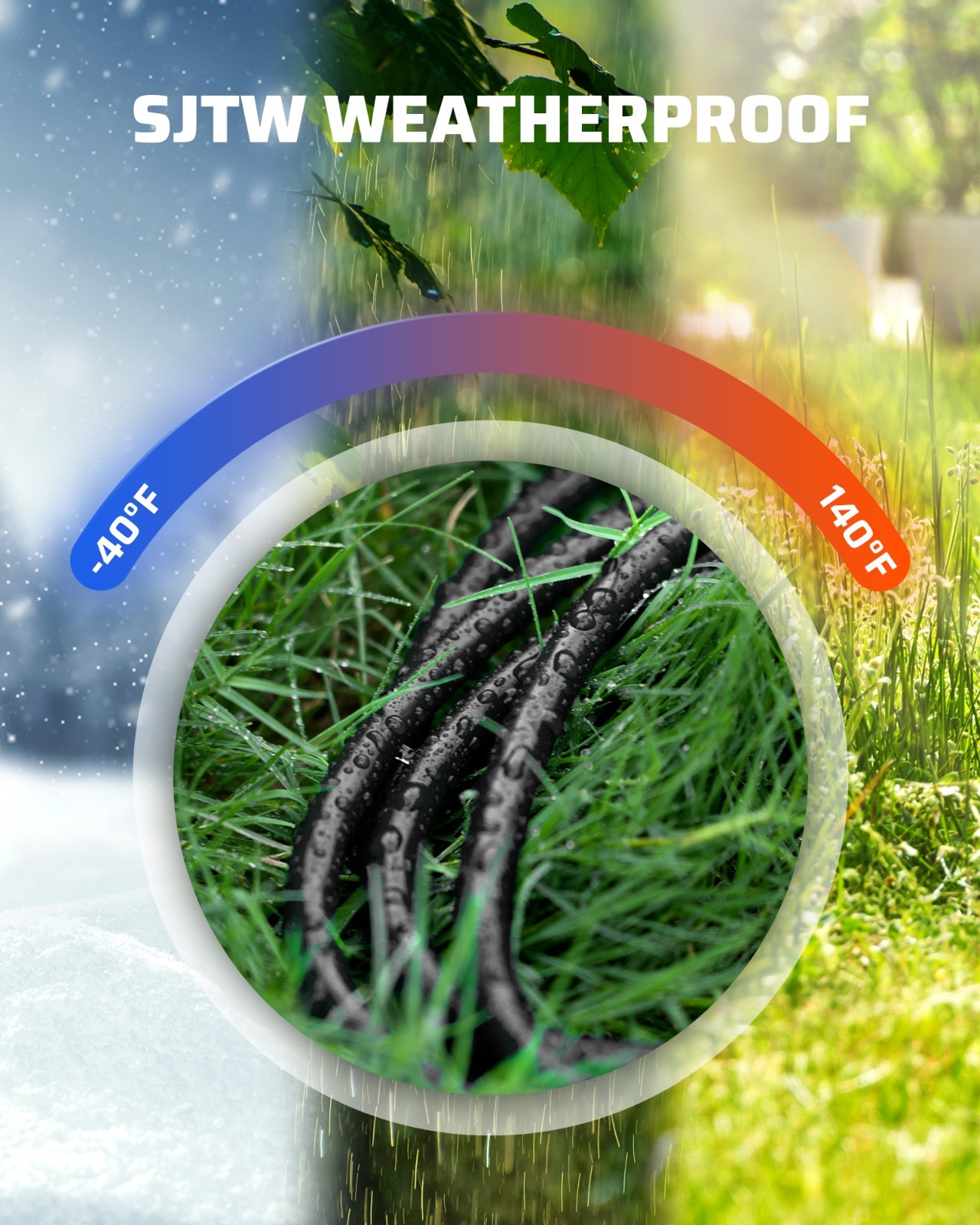 DEWENWILS 3-Pack 2FT Heavy Duty Extension Cord, 16 AWG SJTW Weatherproof