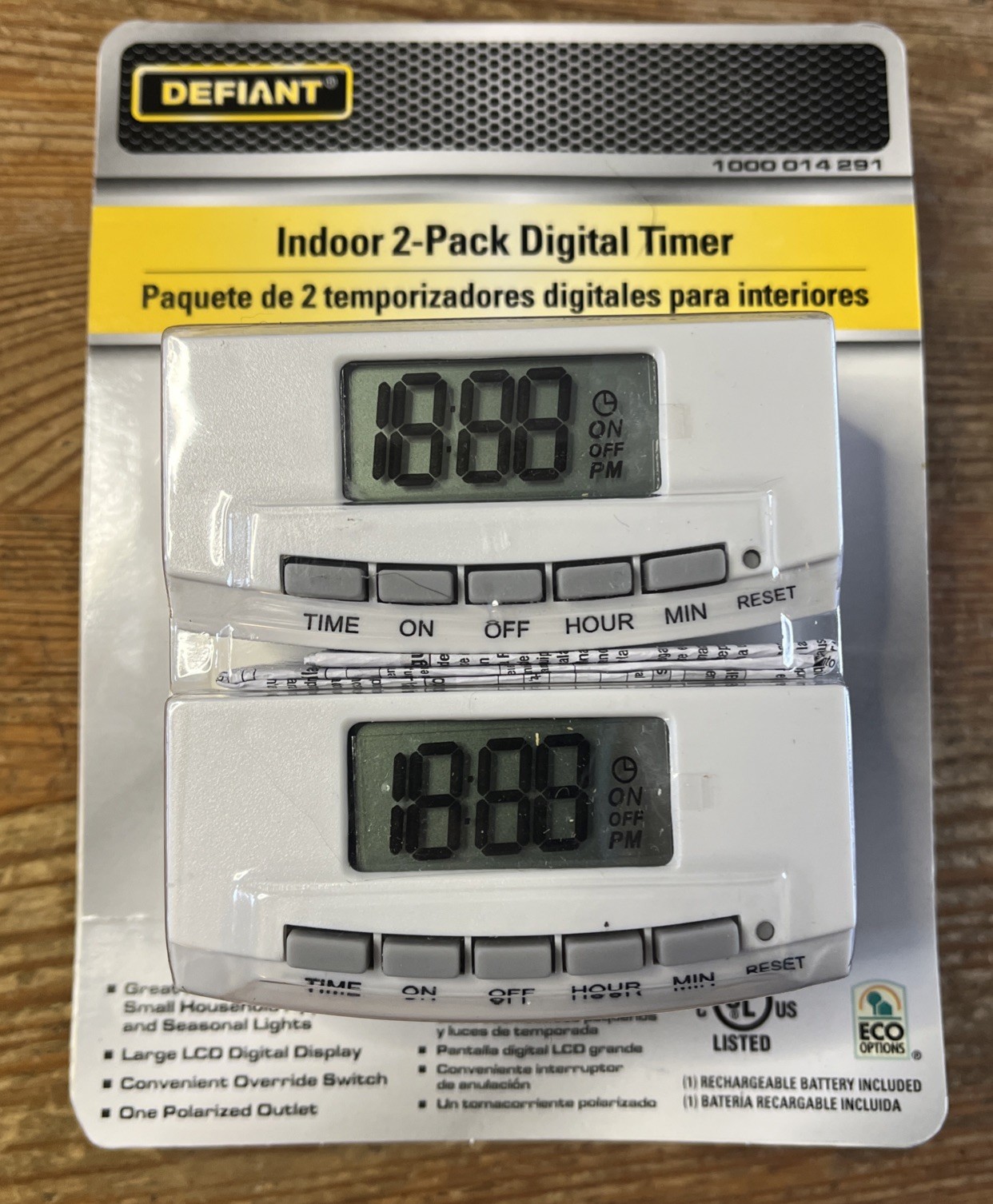 Defiant Indoor Digital Timer 2-Pack New Factory Sealed LCD Display Twin Pack