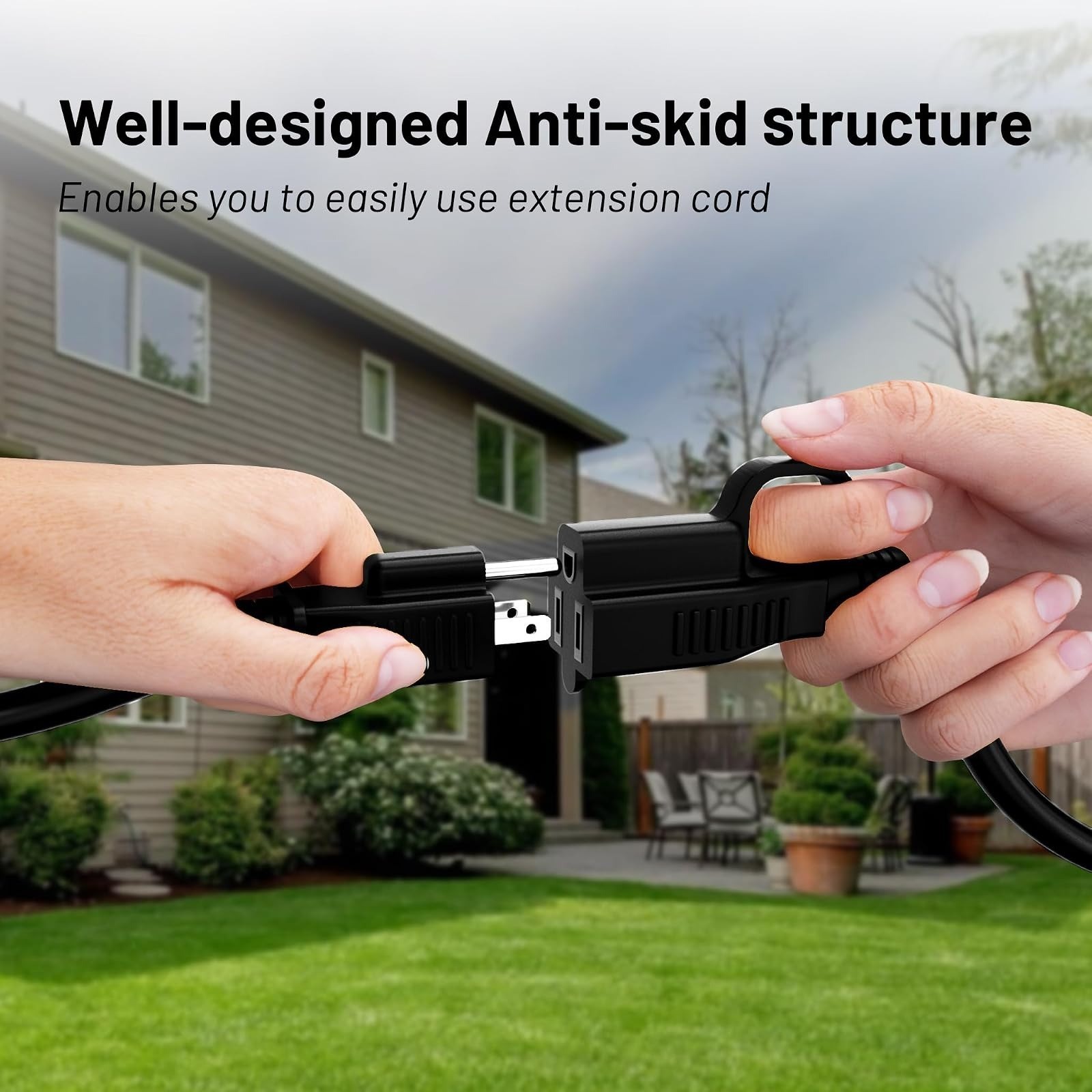Vockjour 10 Ft Waterproof Extension Cord 16/3 Heavy Duty Black