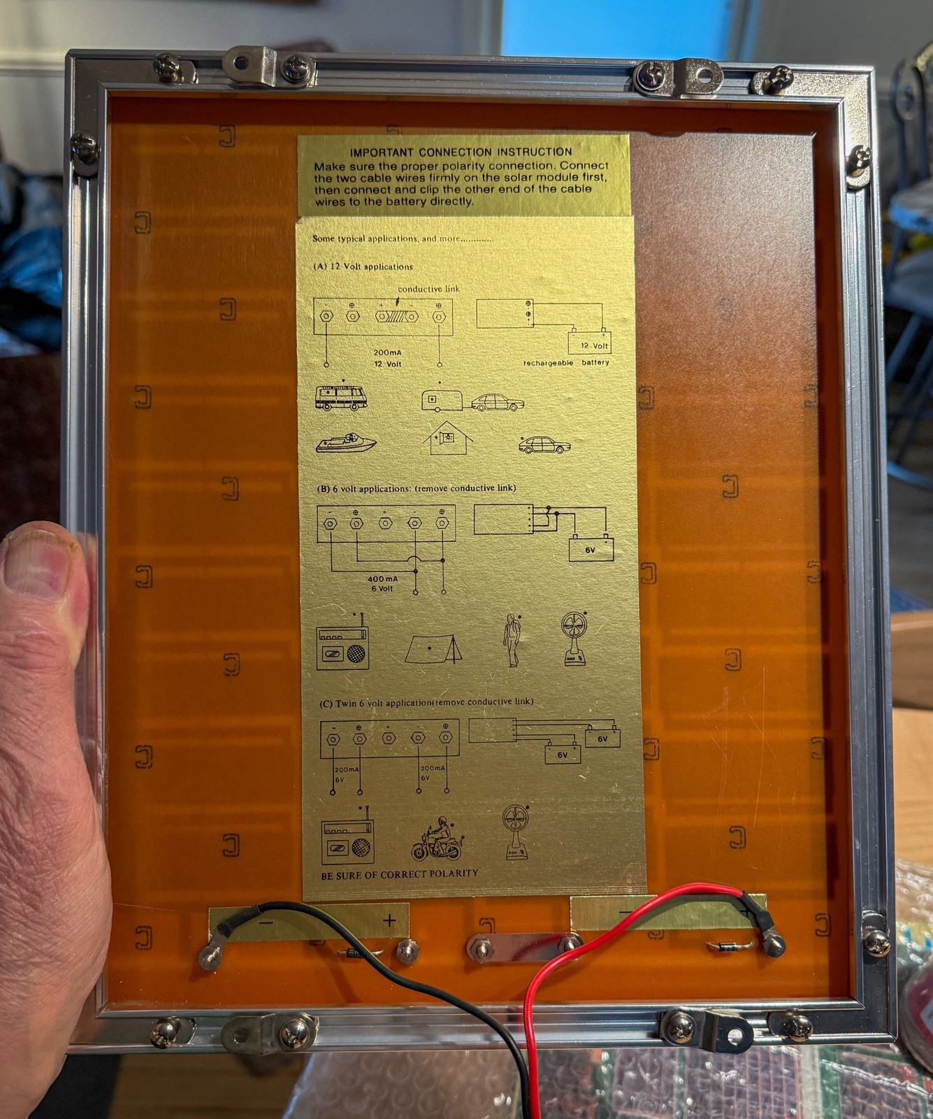 Solar Panel (Vintage China,’80?) SM250-12V, 200 Ma 16V Max, 23.8 x 29.2 x 1.7 cm
