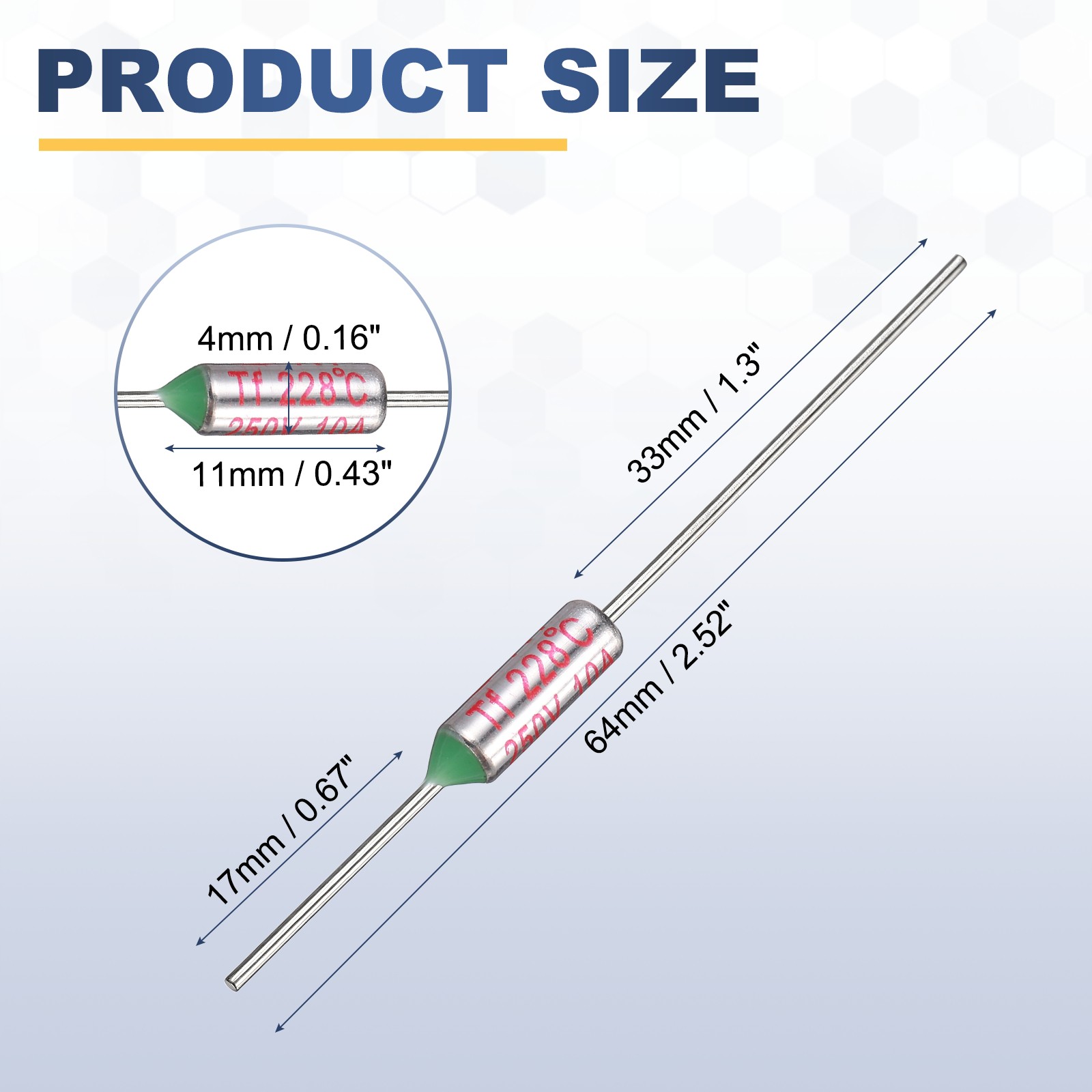 4Pcs Metal Temperature Thermal Fuse 228°C/442.4°F 10A 250V Cutoff Thermal Fuse