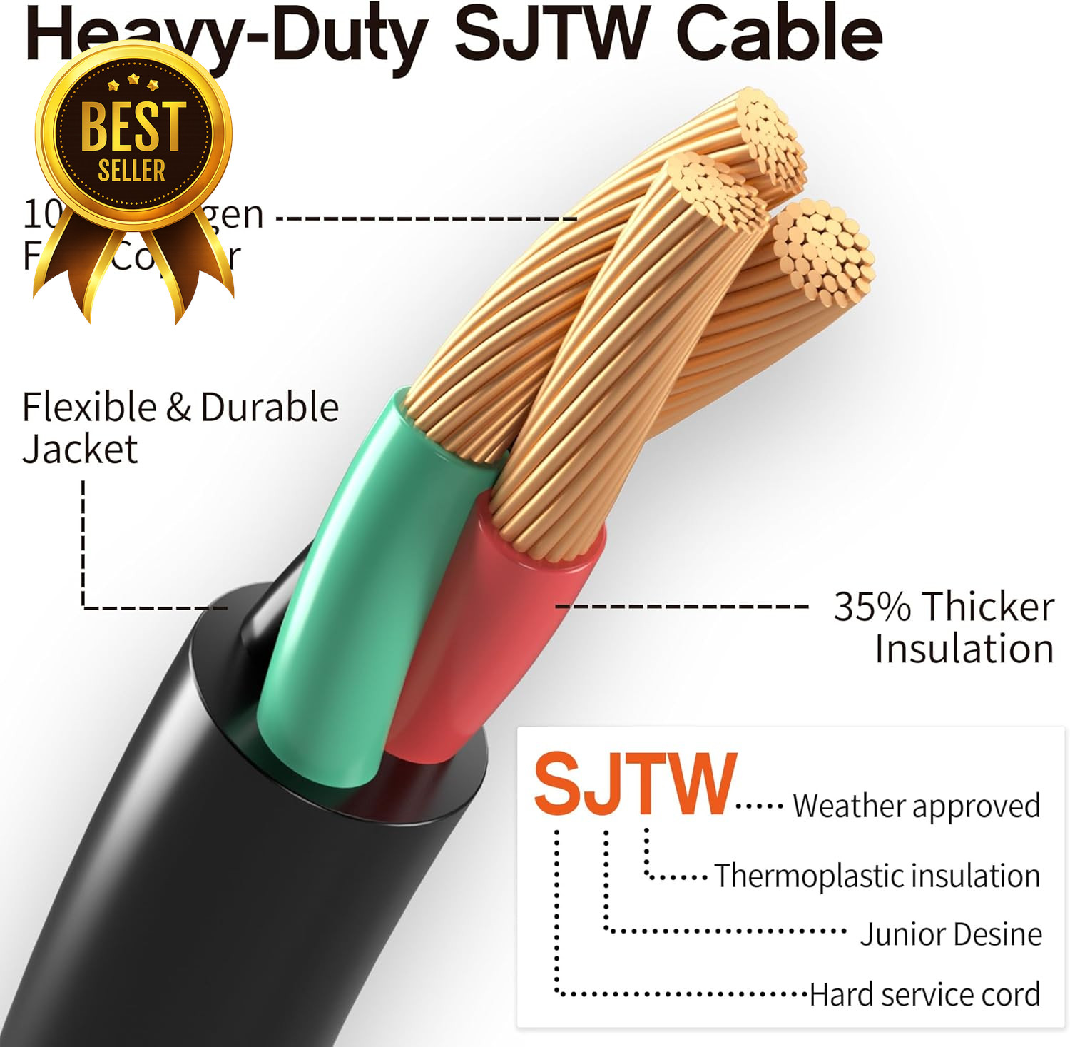 100FT 30 Amp 10 Gauge 3 Prong Welder Extension Cord NEMA 6-50P to 6-50R 250V