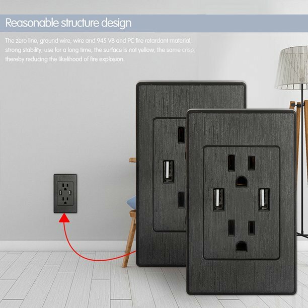 LOT Dual USB Wall Outlet Fast Charger Port With 15A Electrical Receptacles Panel