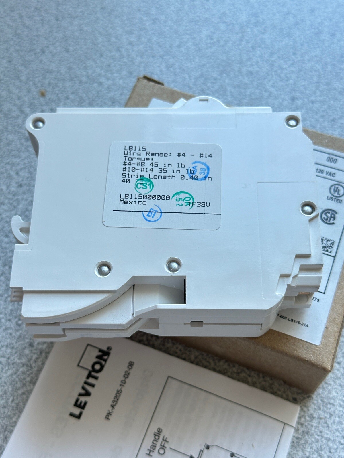 NEW Leviton LB115 Plug-In Circuit Breaker, 15A, 1 Pole, 120VAC